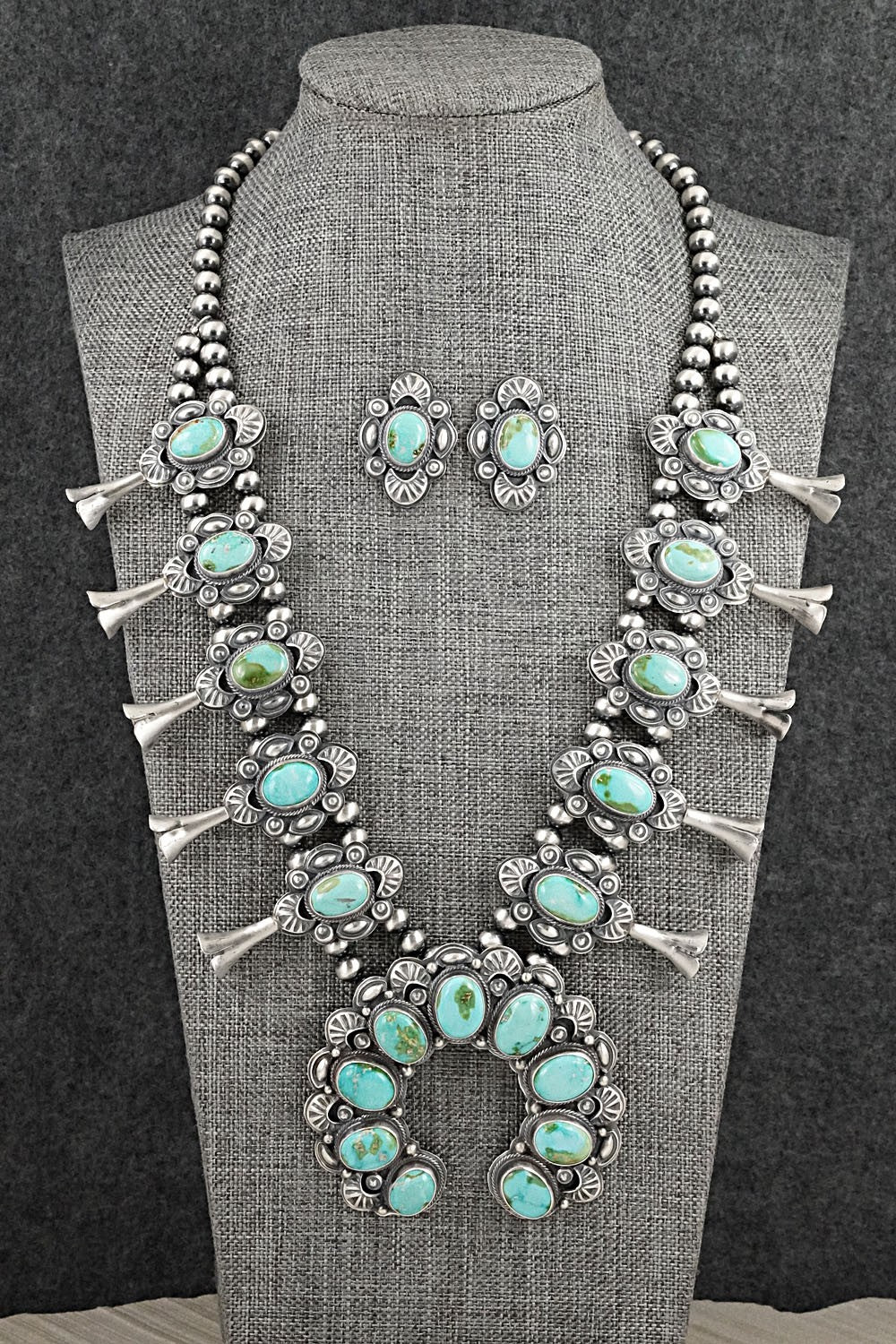 Turquoise & Sterling Silver Squash Blossom Set - Randy Boyd