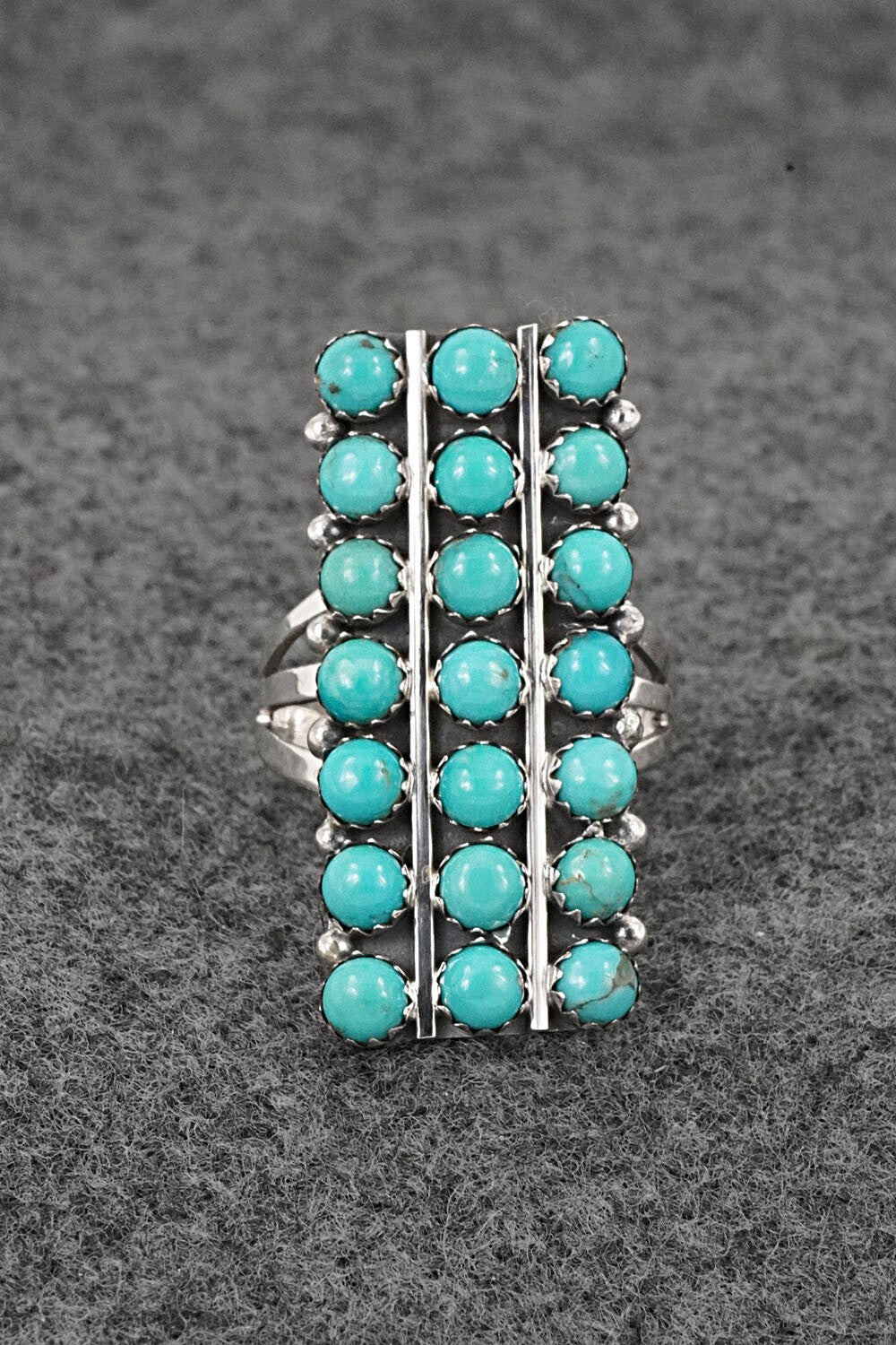Turquoise & Sterling Silver Ring - Kenny Lonjose - Size 7.5