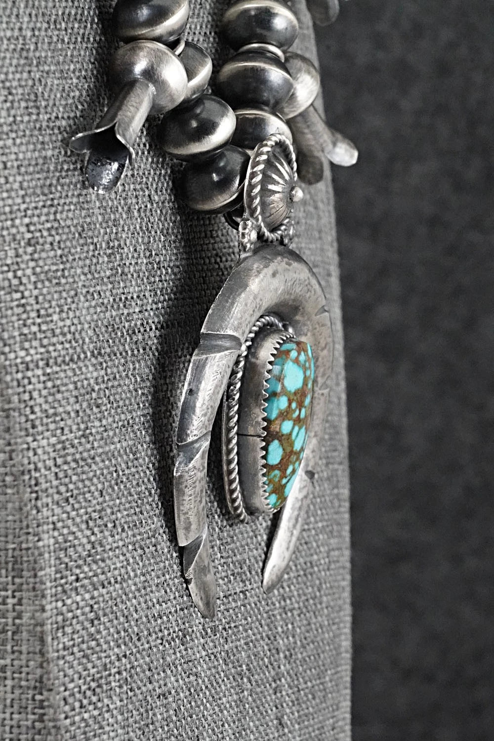 Turquoise & Sterling Silver Squash Blossom Necklace - Preston Haley