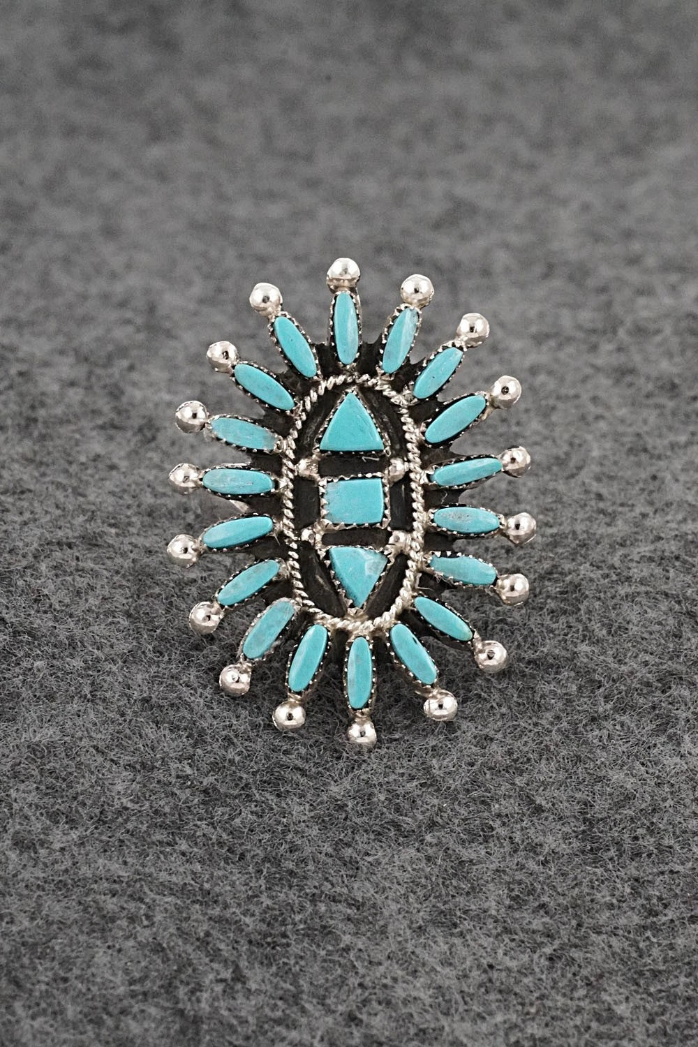 Turquoise & Sterling Silver Ring - Evonne Hustito - Size 8.5