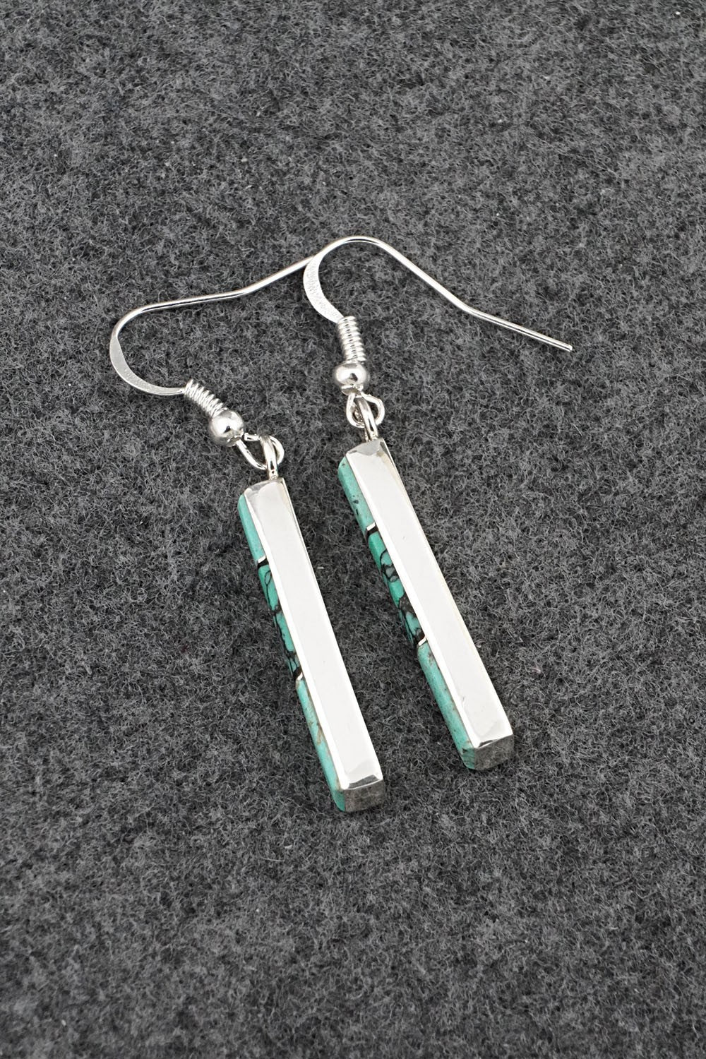 Turquoise, Onyx & Sterling Silver Earrings - Marilyn Yazzie