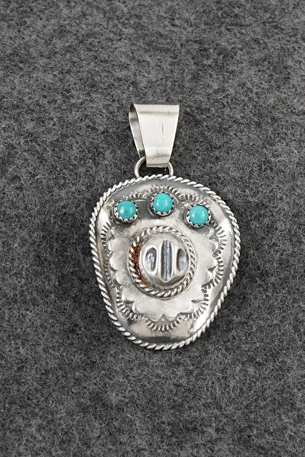 Turquoise & Sterling Silver Pendant - Bobby Platero