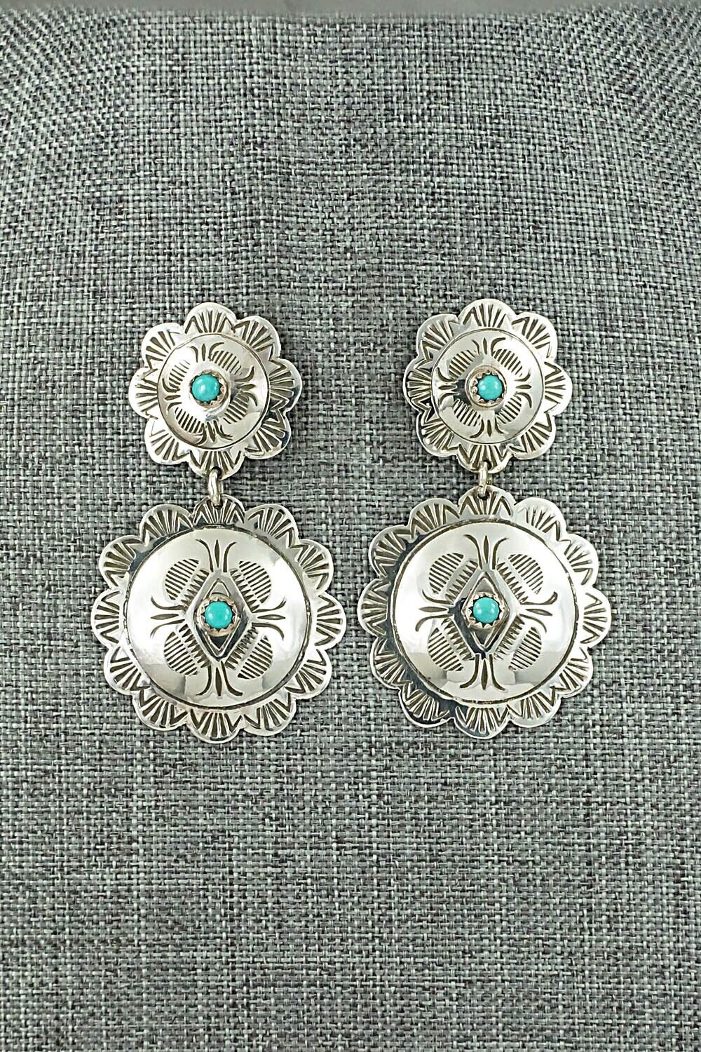 Turquoise and Sterling Silver Earrings - Bertha Begay