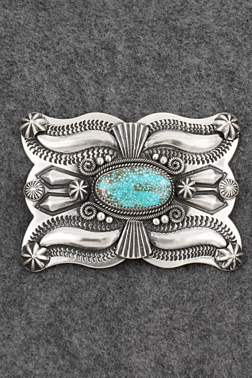 Turquoise & Sterling Silver Belt Buckle - Delbert Gordon