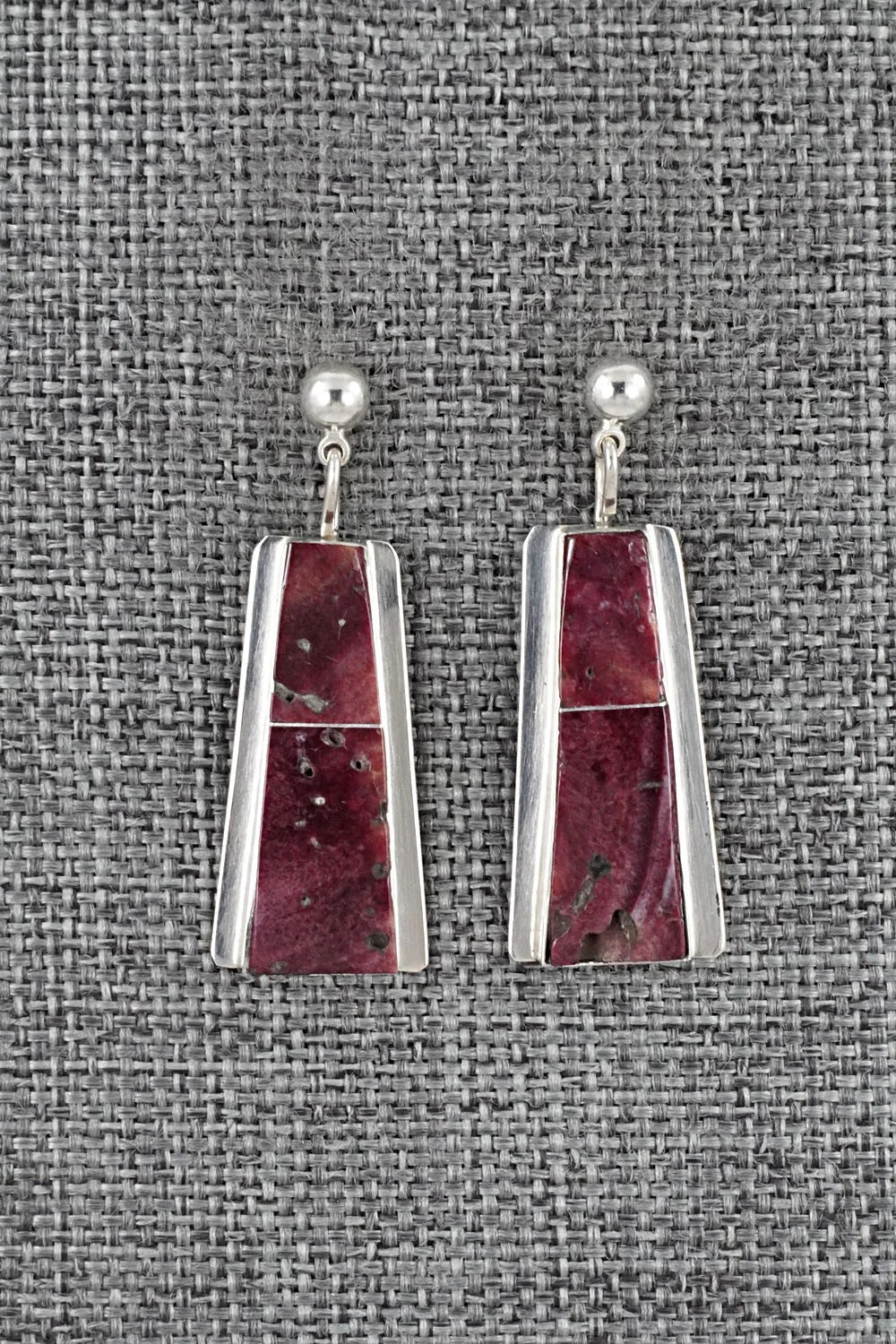 Spiny Oyster & Sterling Silver Earrings - Brenda Pete