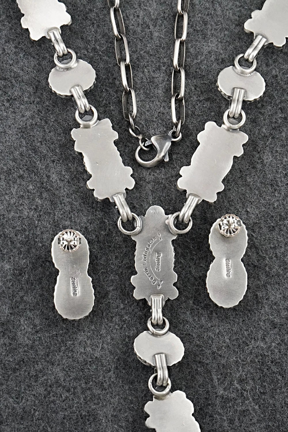 Turquoise & Sterling Silver Necklace and Earrings Set - Darrin Livingston