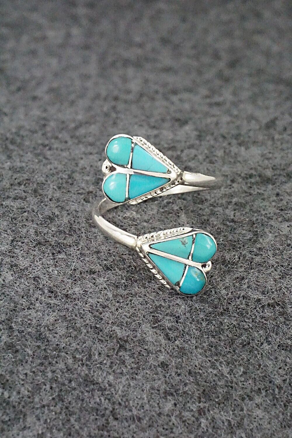 Turquoise & Sterling Silver Ring - Velda Nastacio - Size 7.75 Adj.