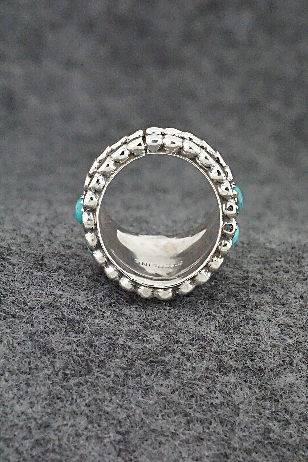 Turquoise & Sterling Silver Ring - Kenny Lonjose - Size 5.5