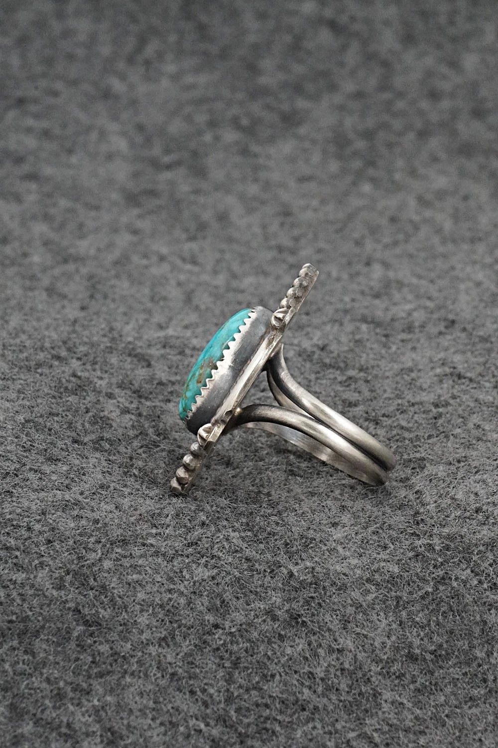 Turquoise & Sterling Silver Ring - Leslie Nez - Size 7.5