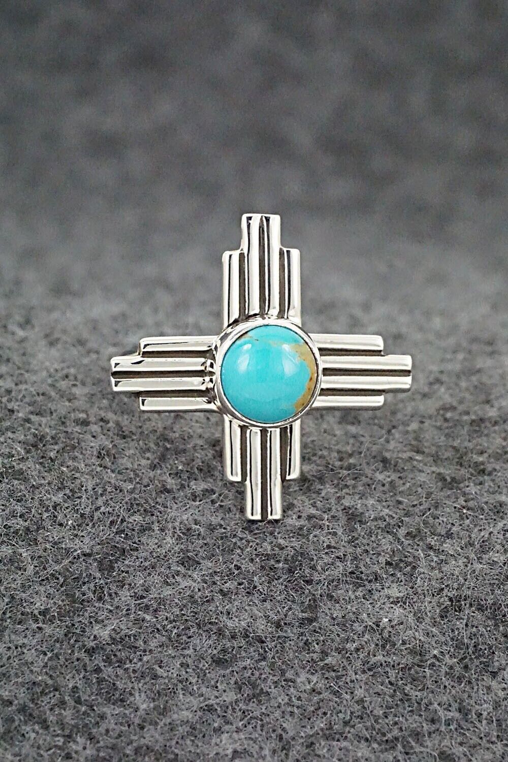 Turquoise and Sterling Silver Ring - Raymond Coriz - Size 8