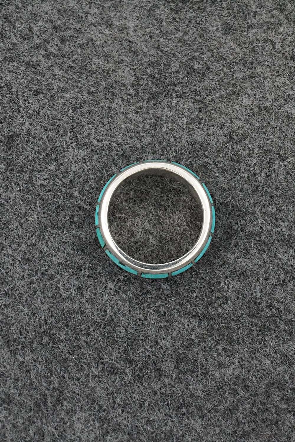 Turquoise & Sterling Silver Inlay Ring - Matilda Chattin - Size 6