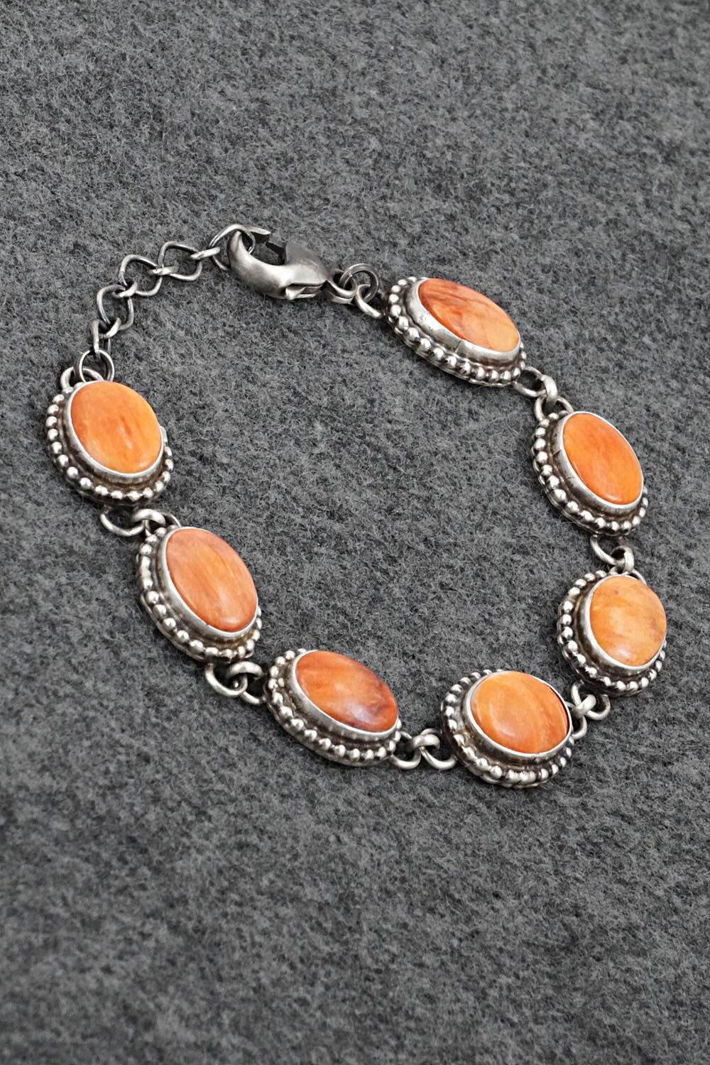 Spiny Oyster & Sterling Silver Link Bracelet - Kathleen Livingston