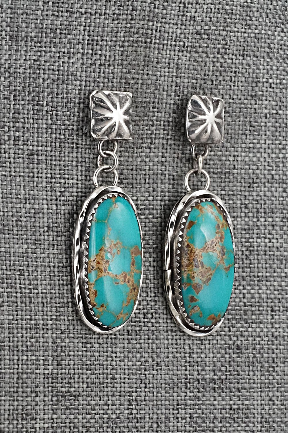 Turquoise & Sterling Silver Earrings - Ernest Hawthorne