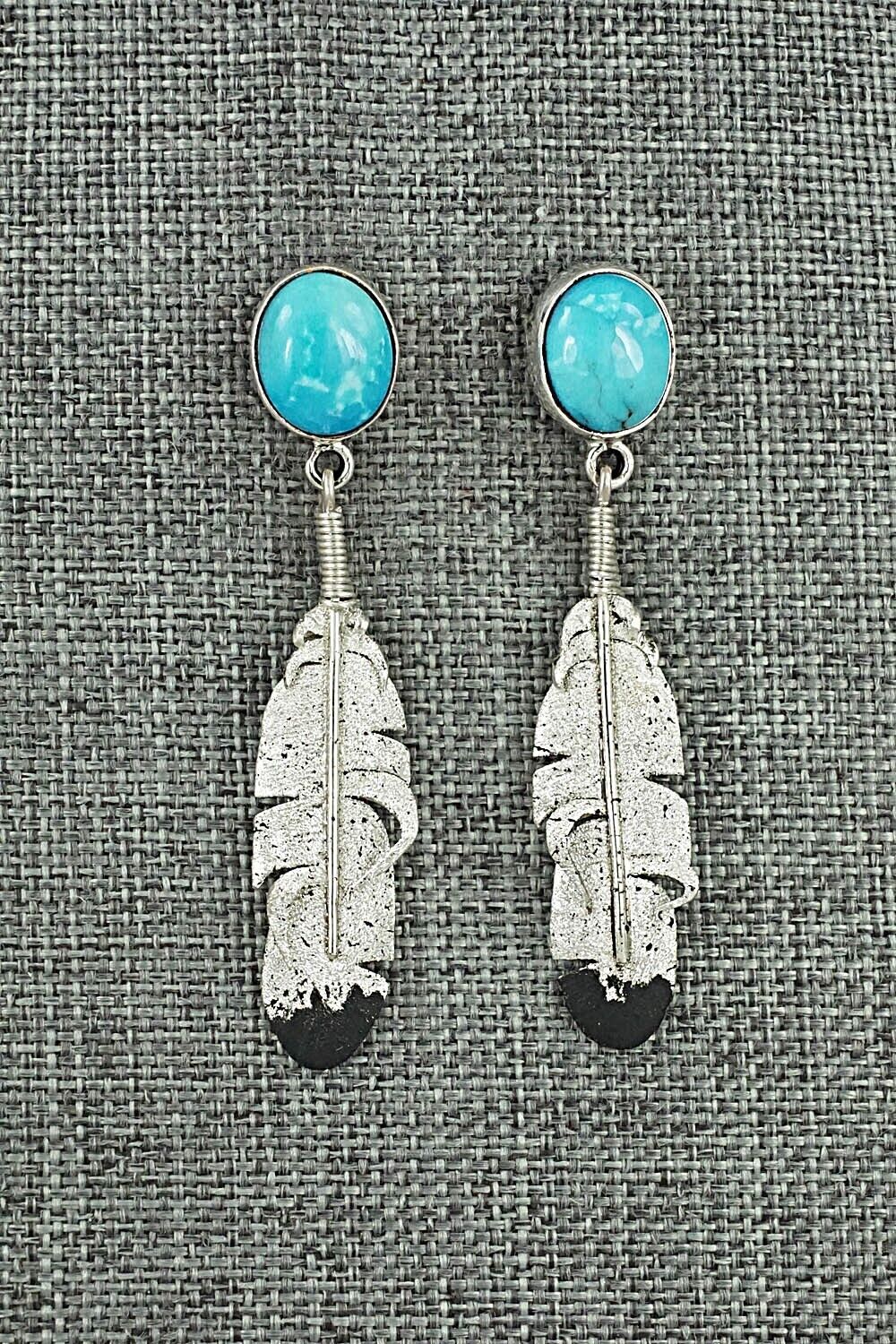 Turquoise & Sterling Silver Earrings - Ernest Rangel