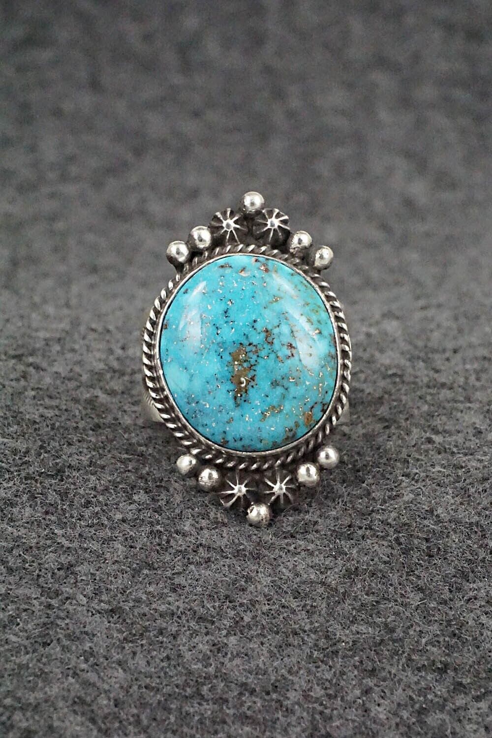 Turquoise & Sterling Silver Ring - Samuel Yellowhair - Size 7.5