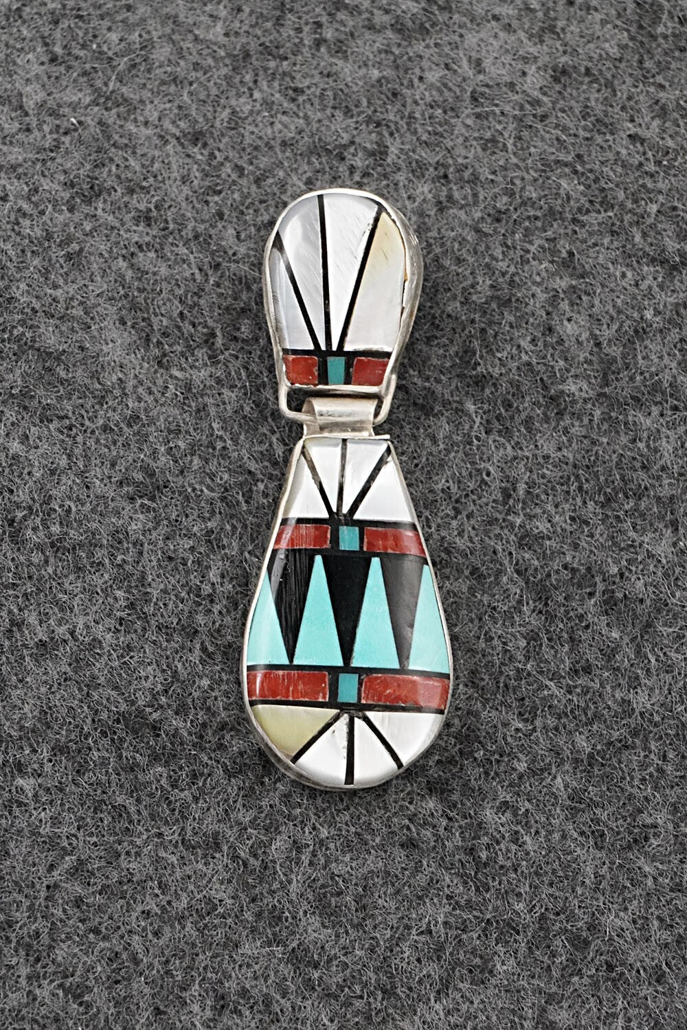 Multi Stone & Sterling Silver Inlay Pendant - Ola Eriacho