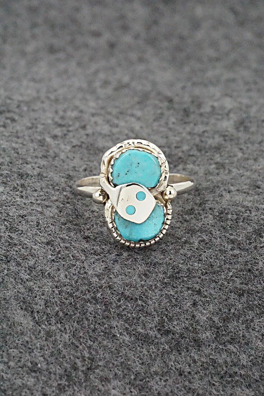 Turquoise & Sterling Silver Ring - Joy Calavaza - Size 8.5