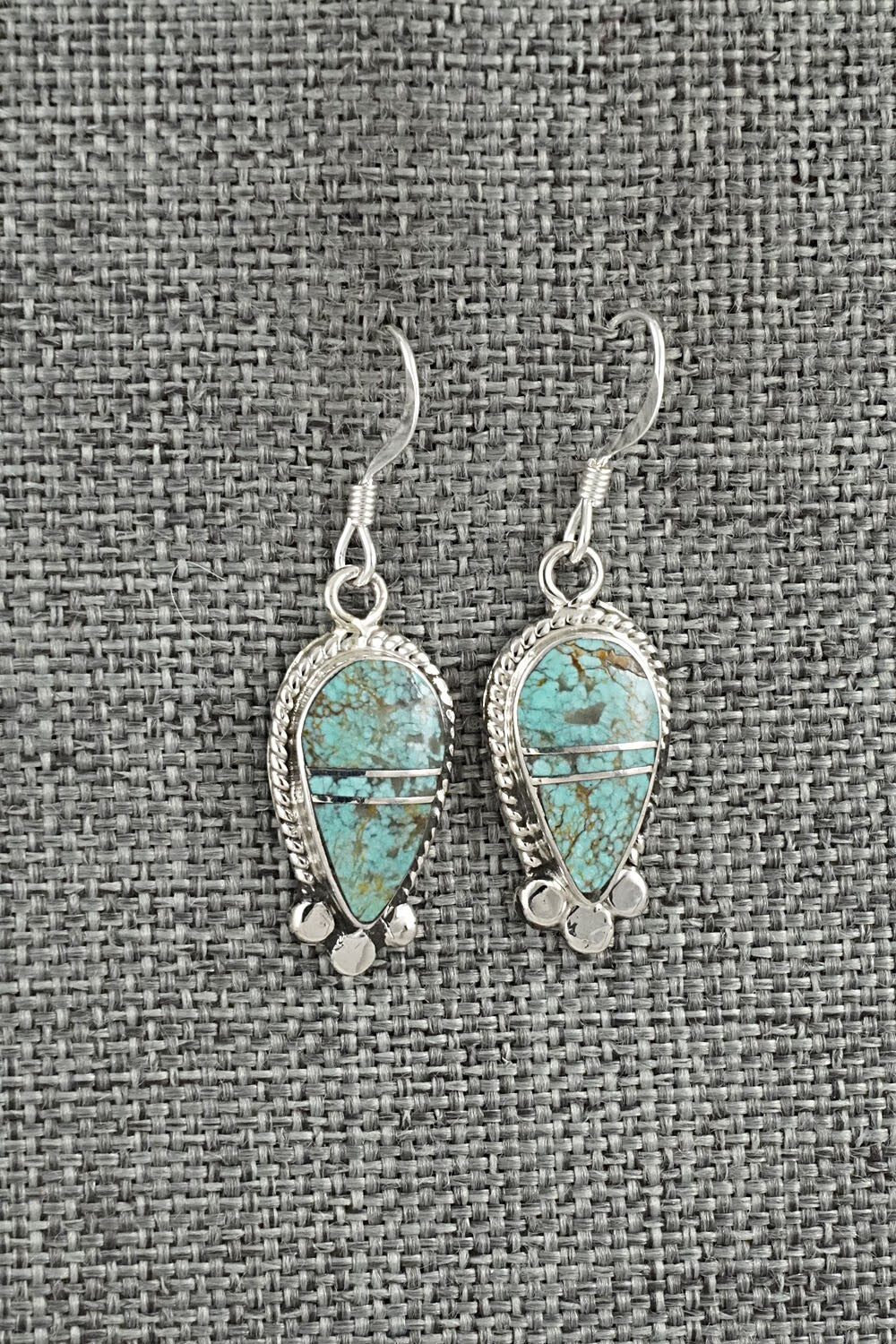 Turquoise & Sterling Silver Inlay Earrings - James Manygoats