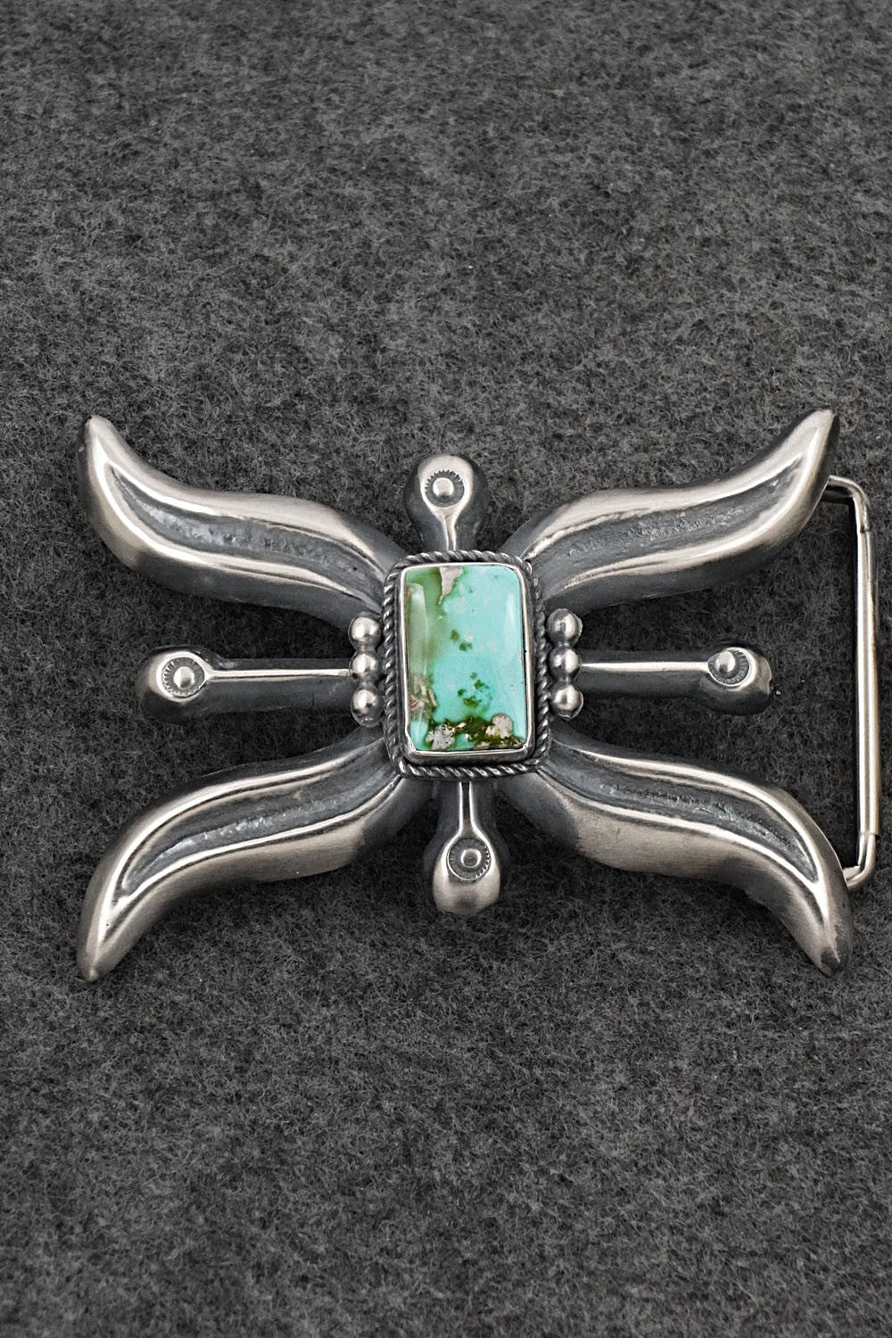 Turquoise & Sterling Silver Belt Buckle - Harrison Bitsue