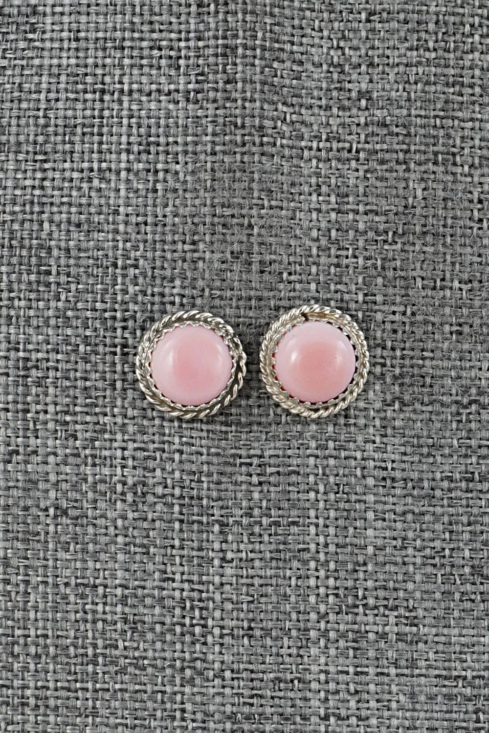 Pink Conch & Sterling Silver Earrings - Esther White