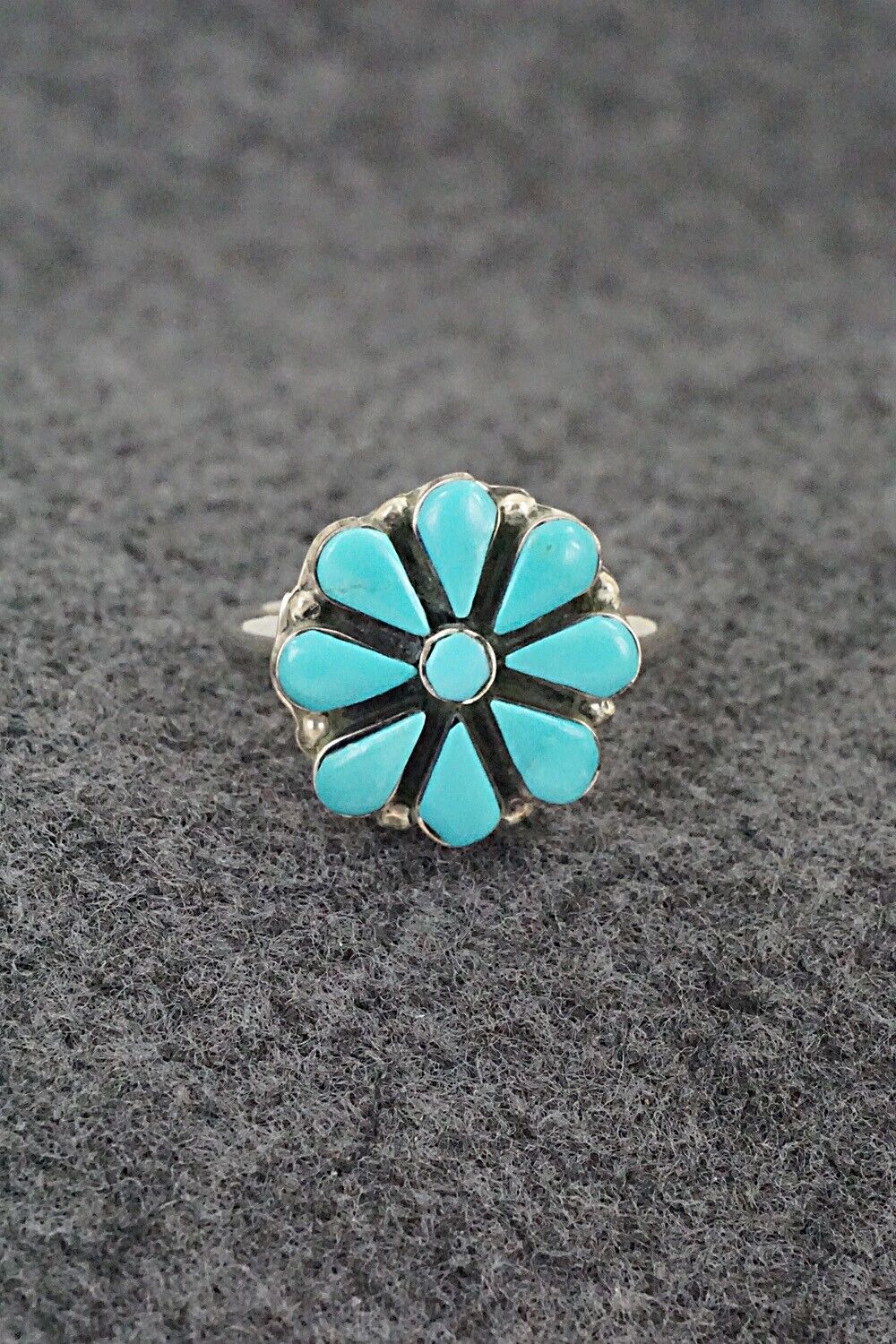 Turquoise & Sterling Silver Ring - Rose Kanteena - Size 7.25