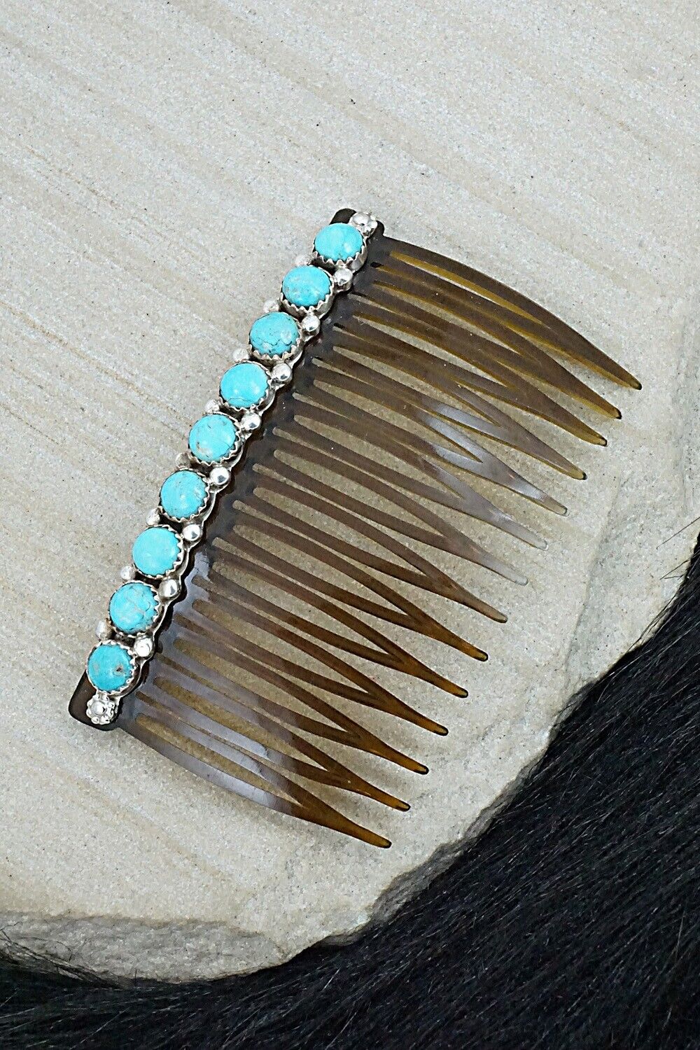 Turquoise & Sterling Silver Hair Combs - Martin Muskett