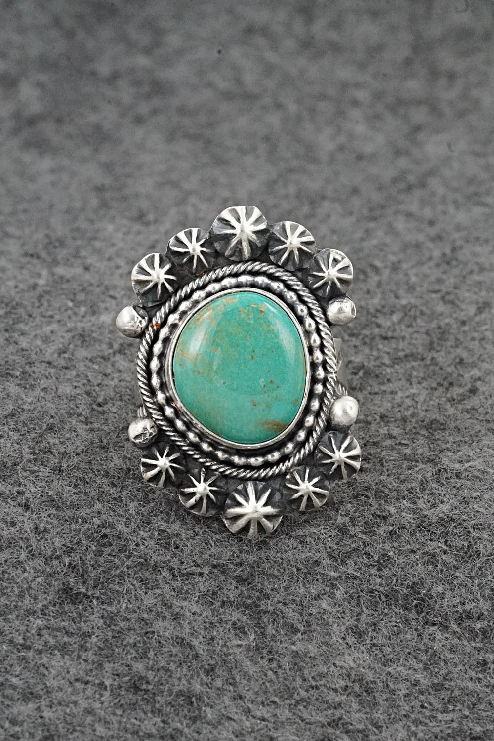 Turquoise & Sterling Silver Ring - Cordell Platero - Size Adjustable