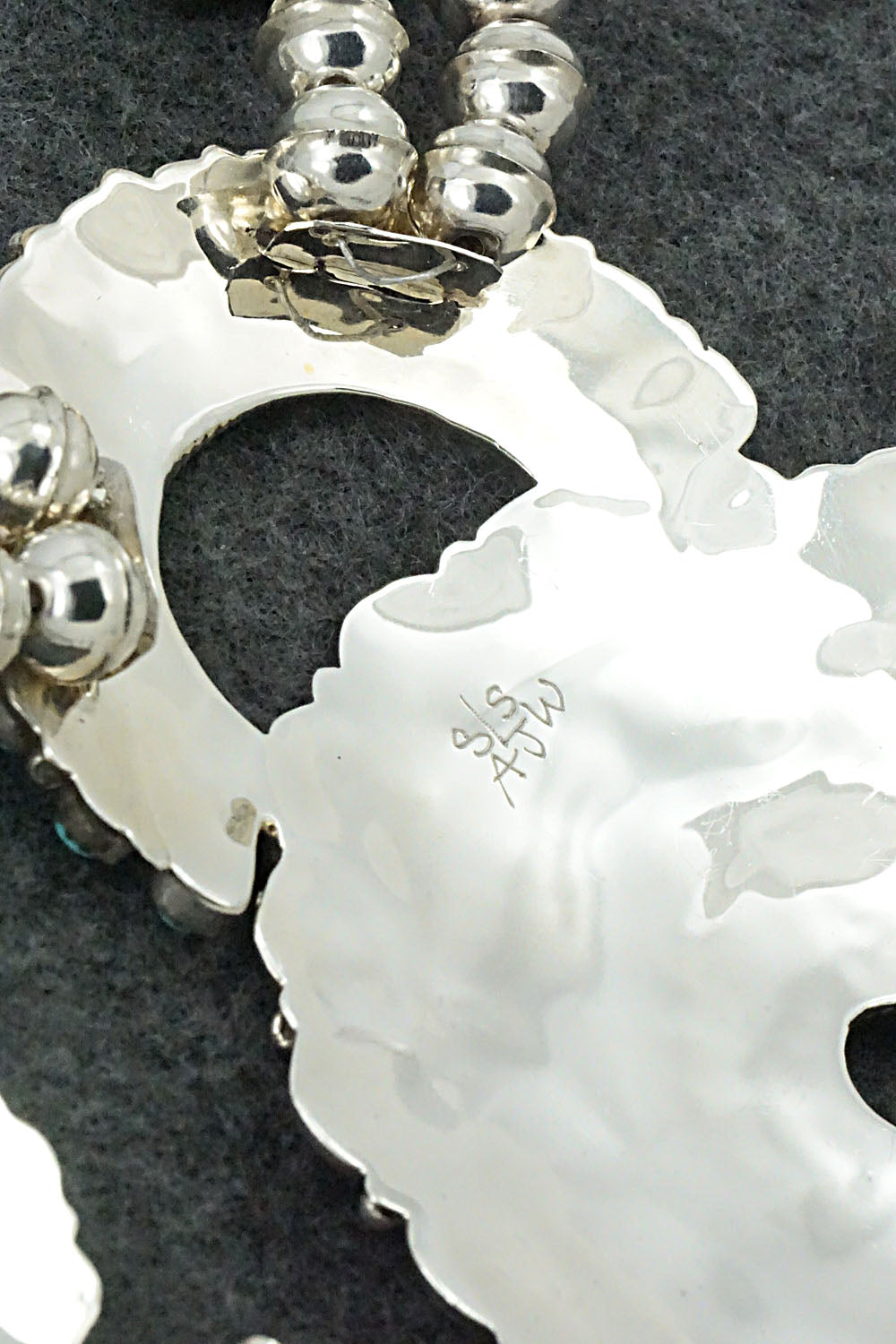 Turquoise & Sterling Silver Squash Blossom Necklace & Earrings - Alicia Wilson