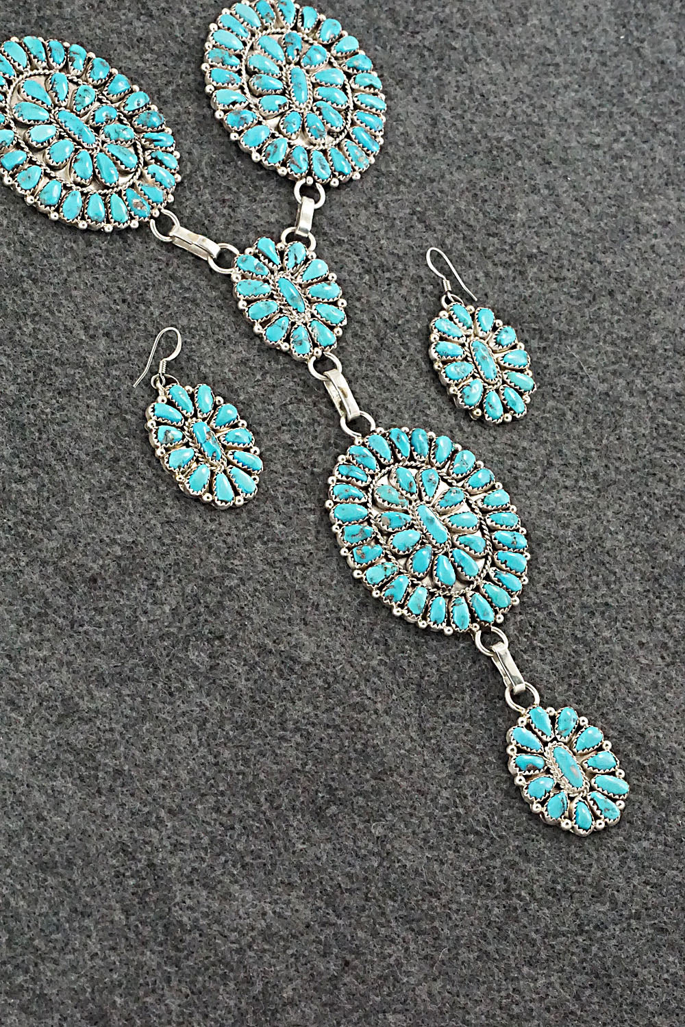 Turquoise & Sterling Silver Necklace and Earrings - Justina Wilson