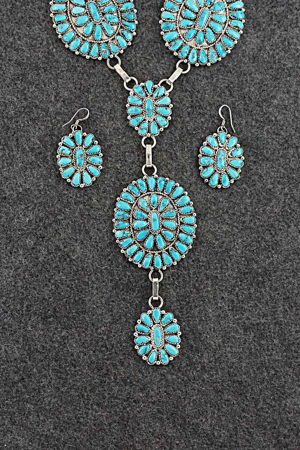 Turquoise & Sterling Silver Necklace and Earrings - Justina Wilson