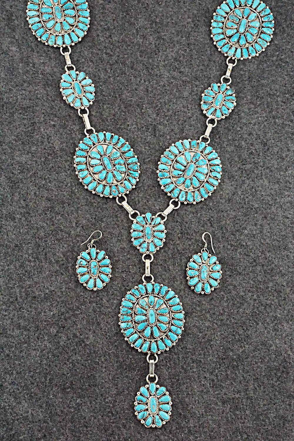 Turquoise & Sterling Silver Necklace and Earrings - Justina Wilson