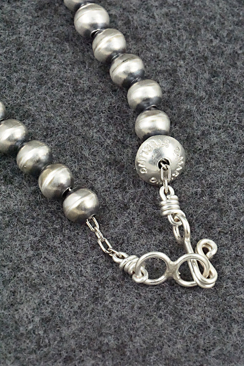 Sterling Silver Navajo Pearl Necklace 15" - Dorinda Mariano