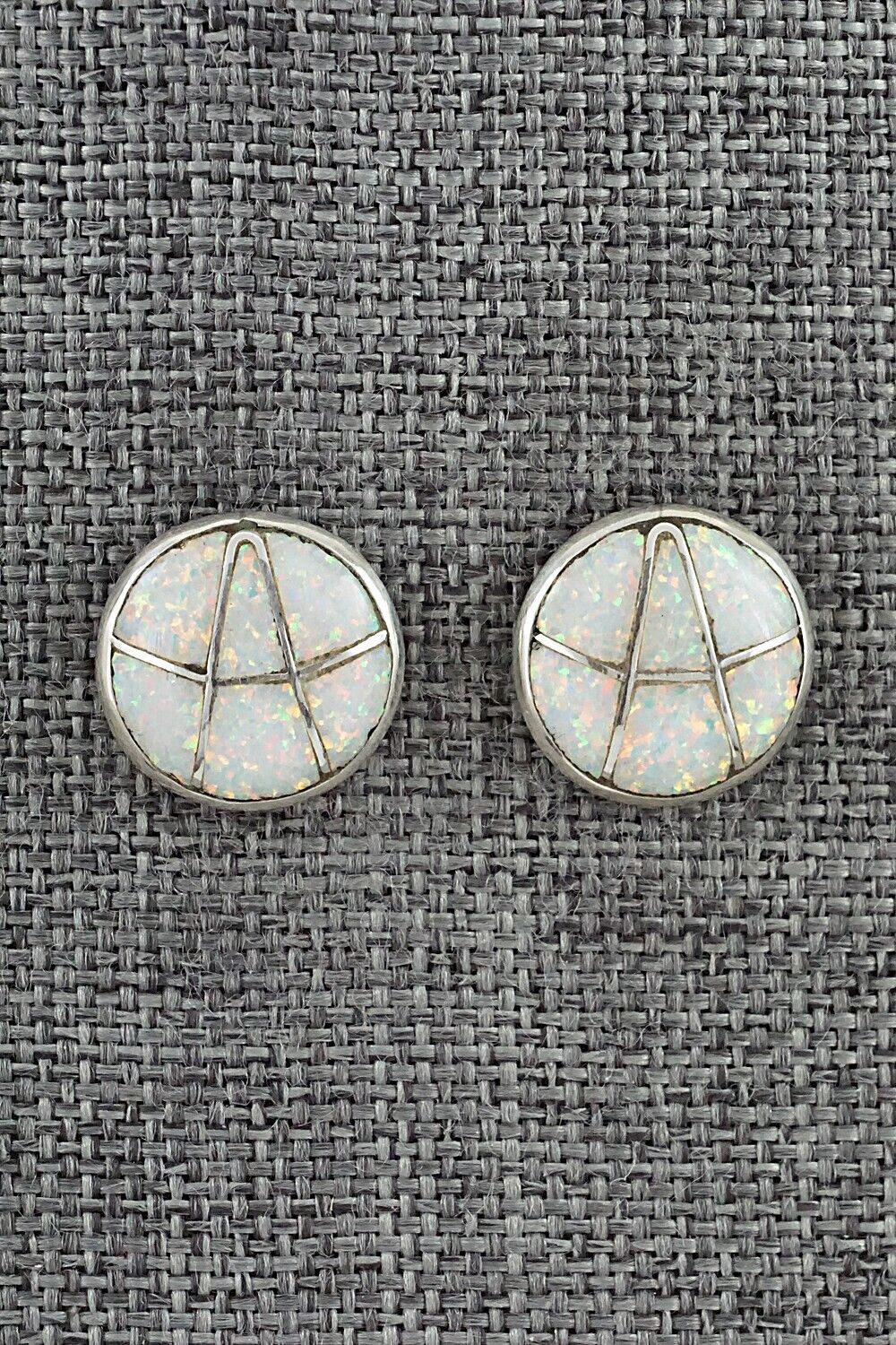 Opalite & Sterling Silver Inlay Earrings - Laurie Kallestewa