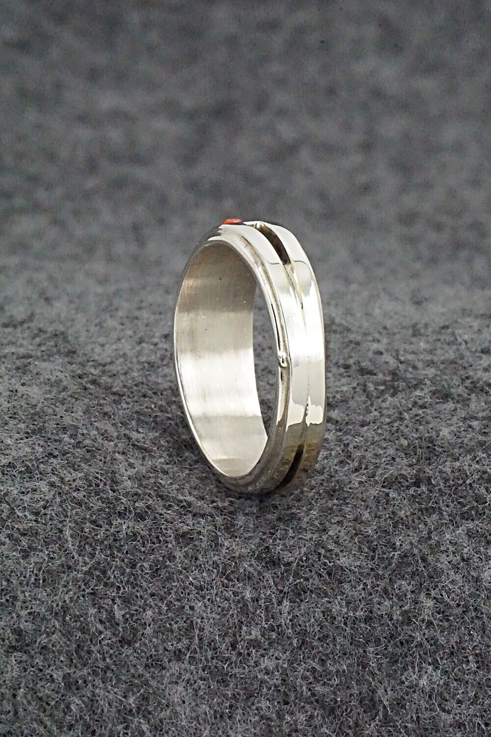 Coral & Sterling Silver Inlay Ring - Wilbert Muskett Jr. - Size 9