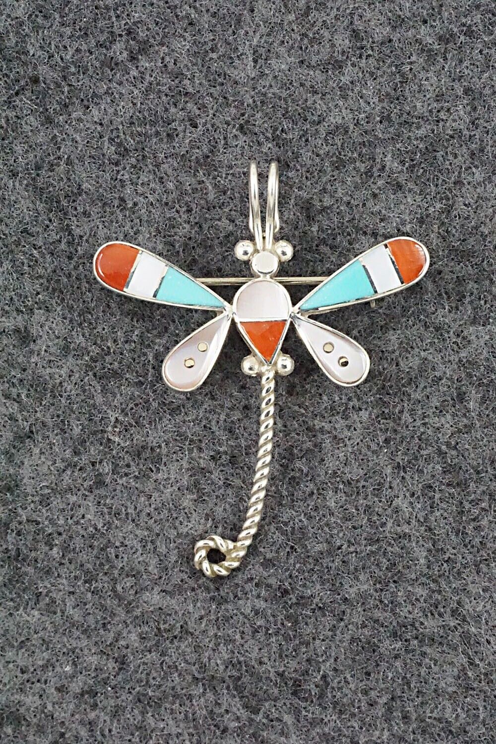 Multi Stone and Sterling Silver Pendant/Pin - Lyndon Ahiyite