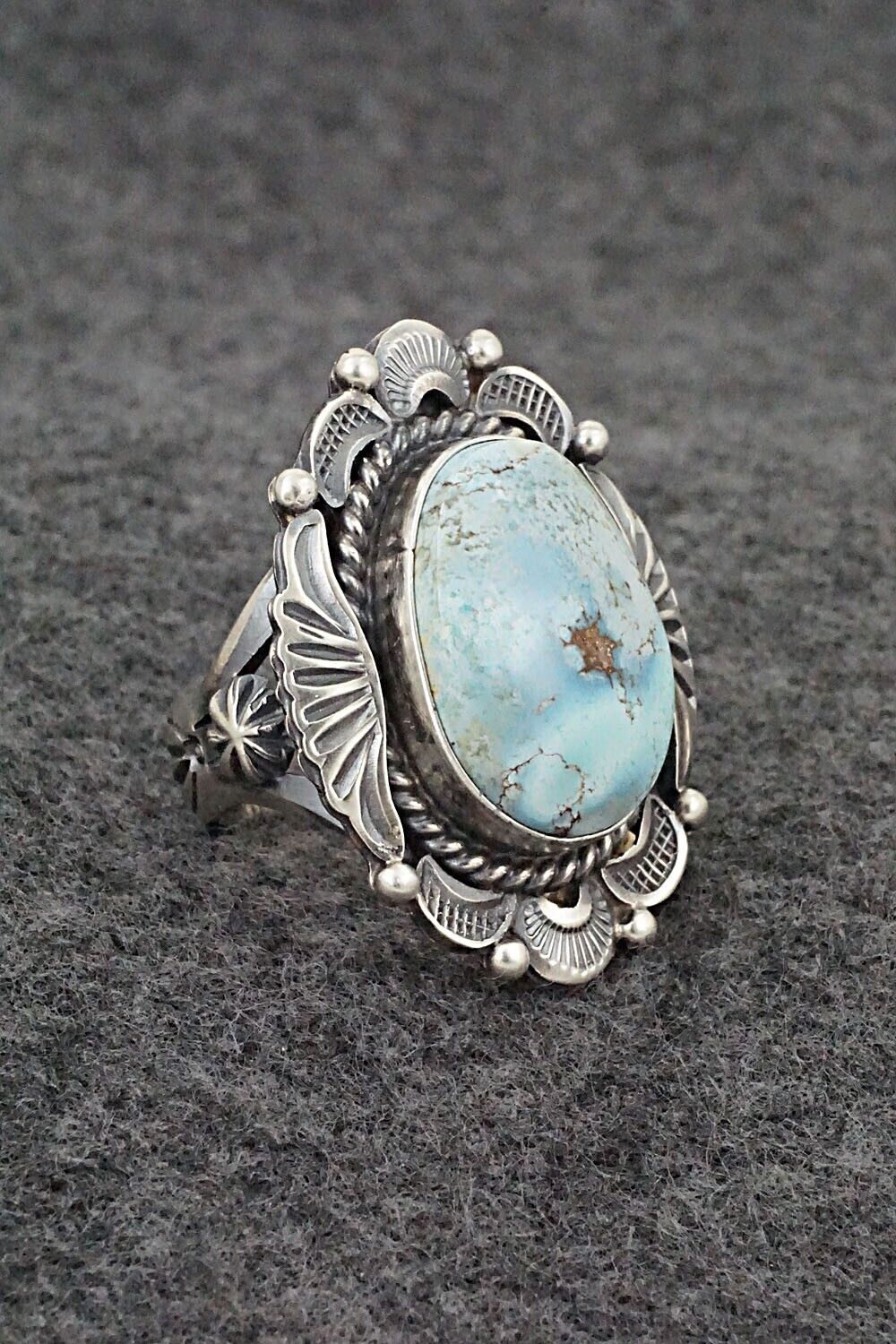 Turquoise & Sterling Silver Ring - Raymond Delgarito - Size 7.5