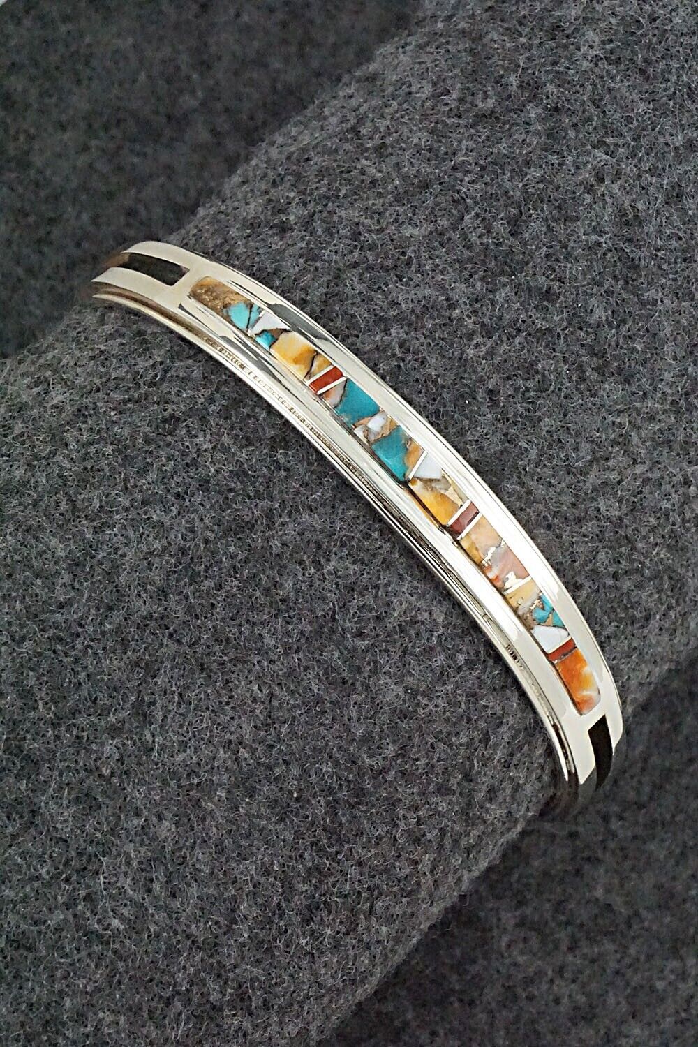 Turquoise, Coral, Spiny Oyster & Sterling Silver Bracelet - Wilbert Muskett Jr.