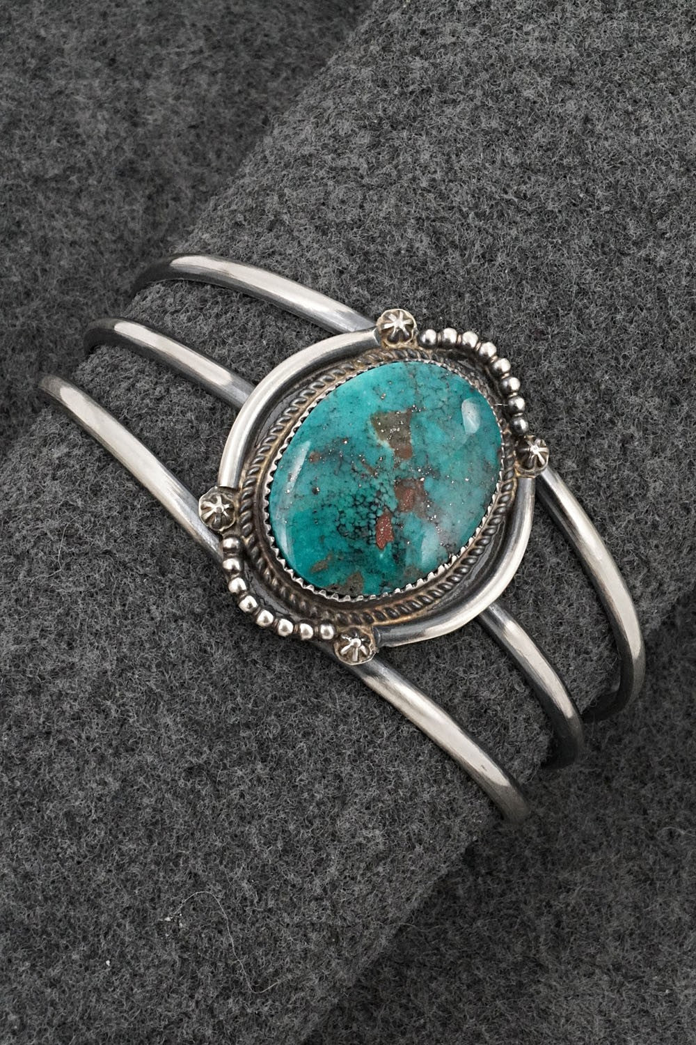 Turquoise & Sterling Silver Bracelet - Leslie Nez