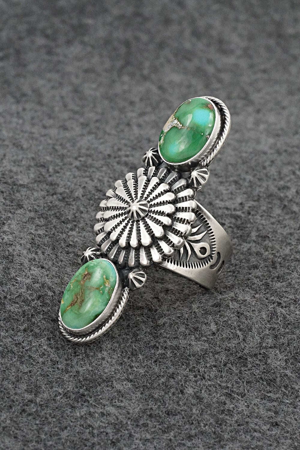 Turquoise & Sterling Silver Ring - Samuel Yellowhair - Size 9.5