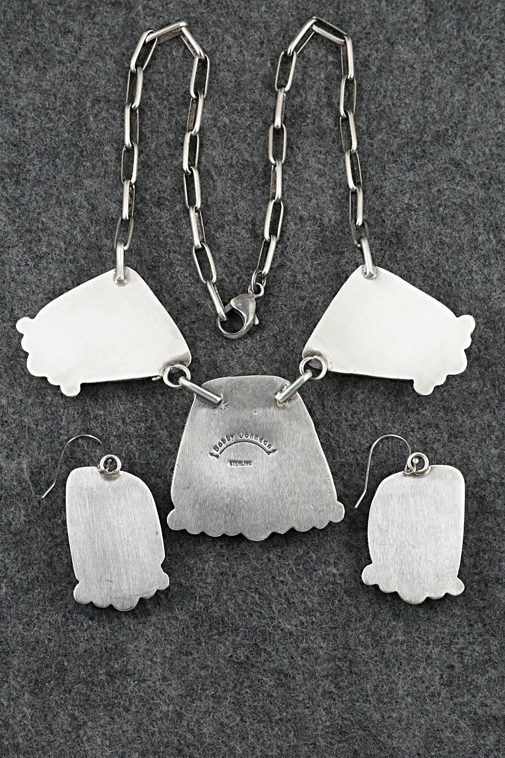 Turquoise & Sterling Silver Necklace and Earrings Set - Bobby Johnson