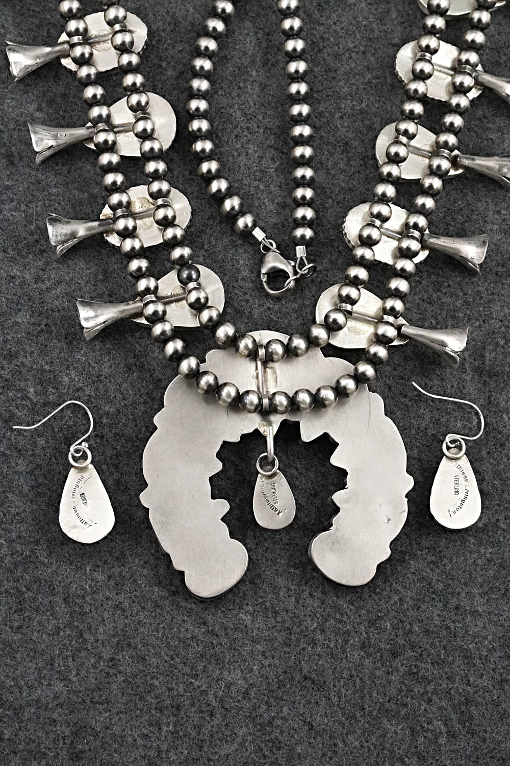 Spiny Oyster & Sterling Silver Squash Blossom Set - Kathleen Livingston