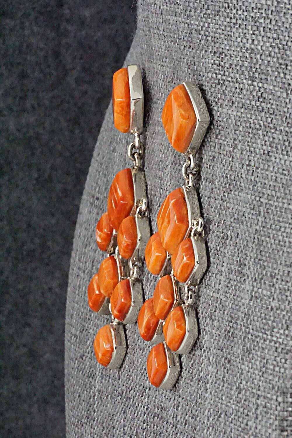 Spiny Oyster & Sterling Silver Earrings - Cathy Webster