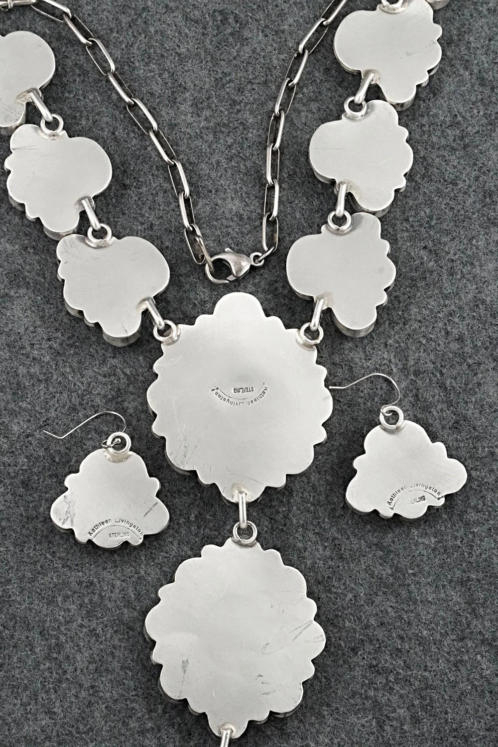 Turquoise & Sterling Silver Necklace and Earrings Set - Kathleen Livingston