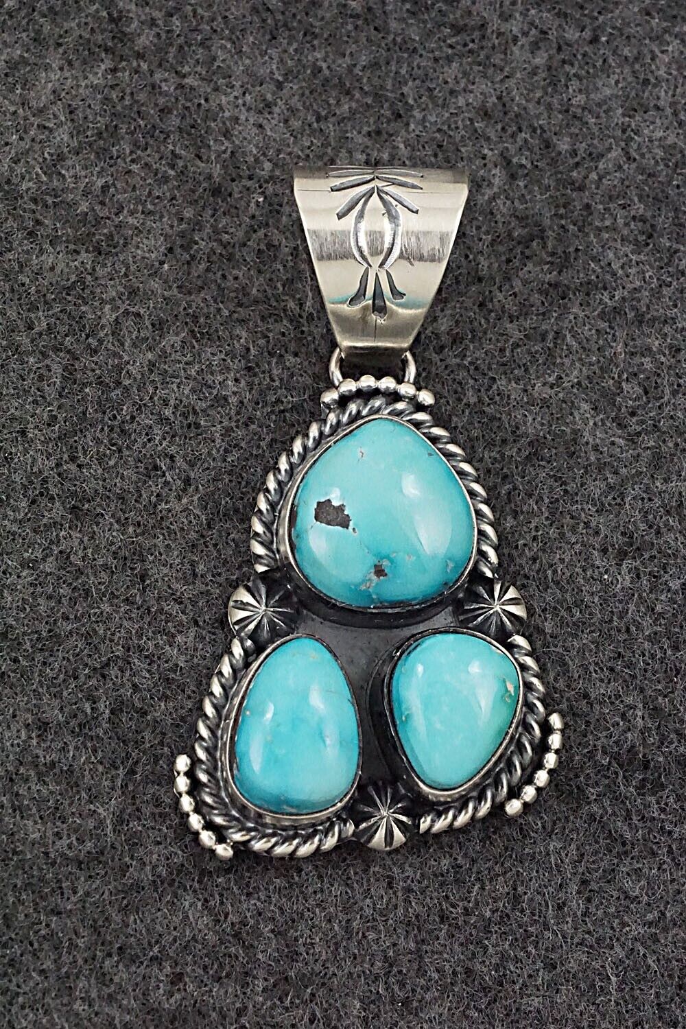 Turquoise & Sterling Silver Pendant - Raymond Delgarito