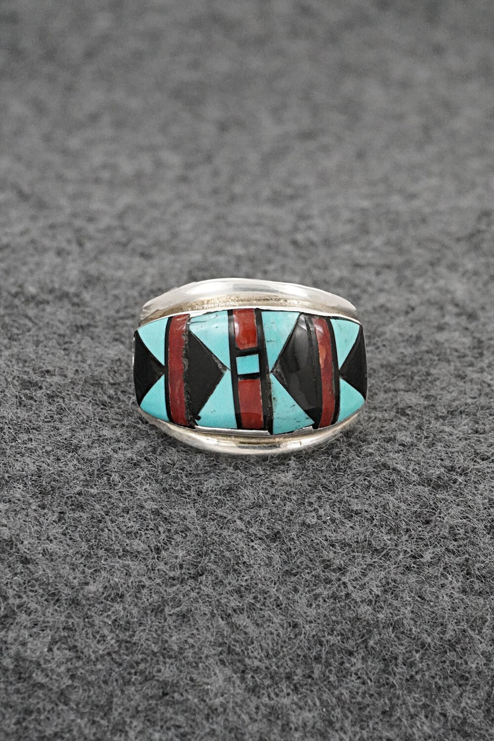 Multi-Stone & Sterling Silver Inlay Ring - Ola Eriacho - Size 7.5