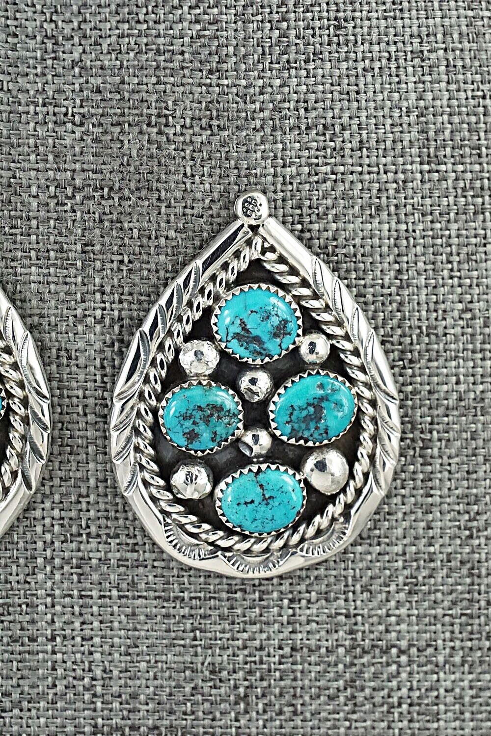 Turquoise & Sterling Silver Earrings - Chester Charley