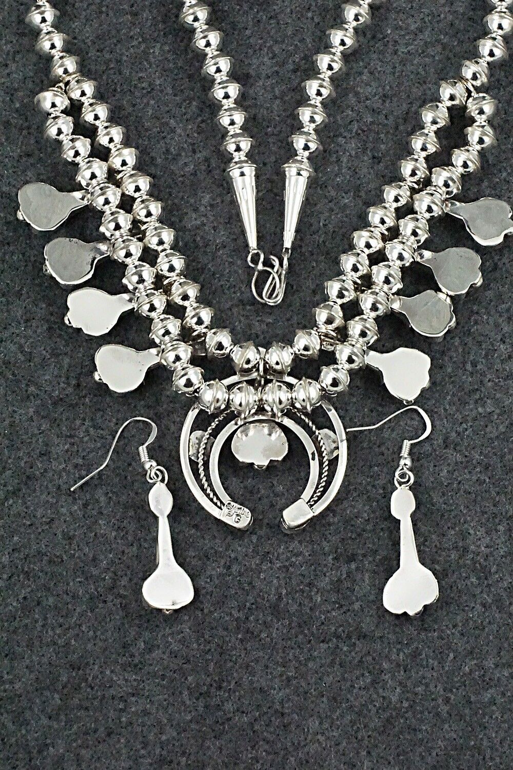 Turquoise & Sterling Silver Mini Squash Blossom Set - Phil Garcia