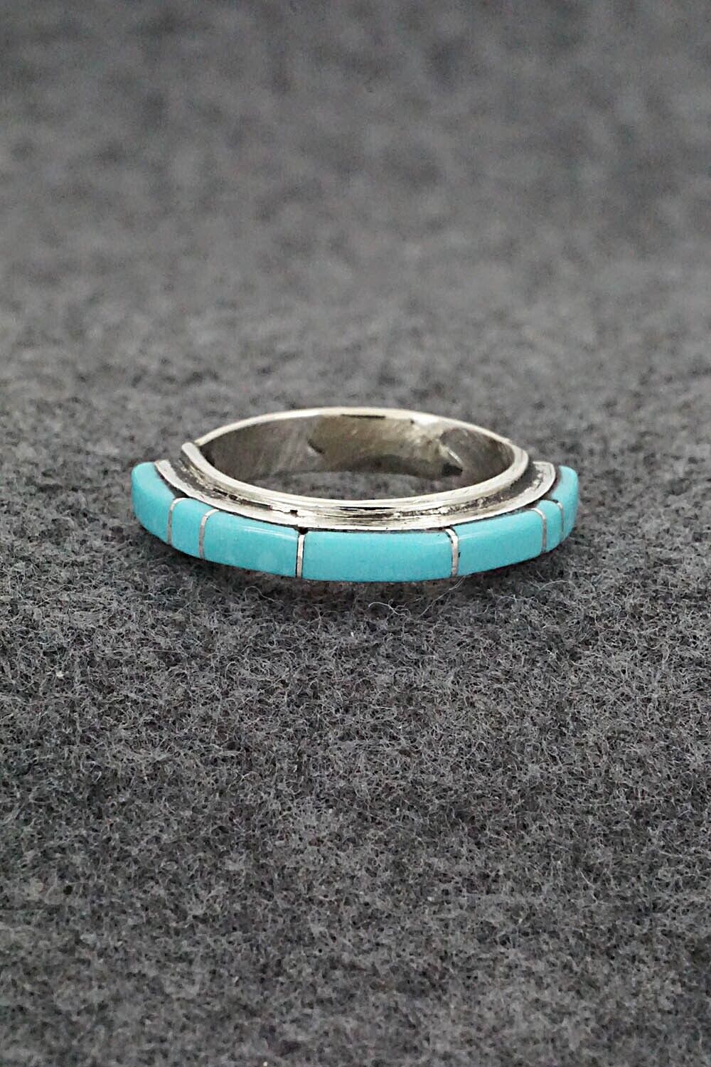 Turquoise & Sterling Silver Ring - Roland Natachu - Size 7.5
