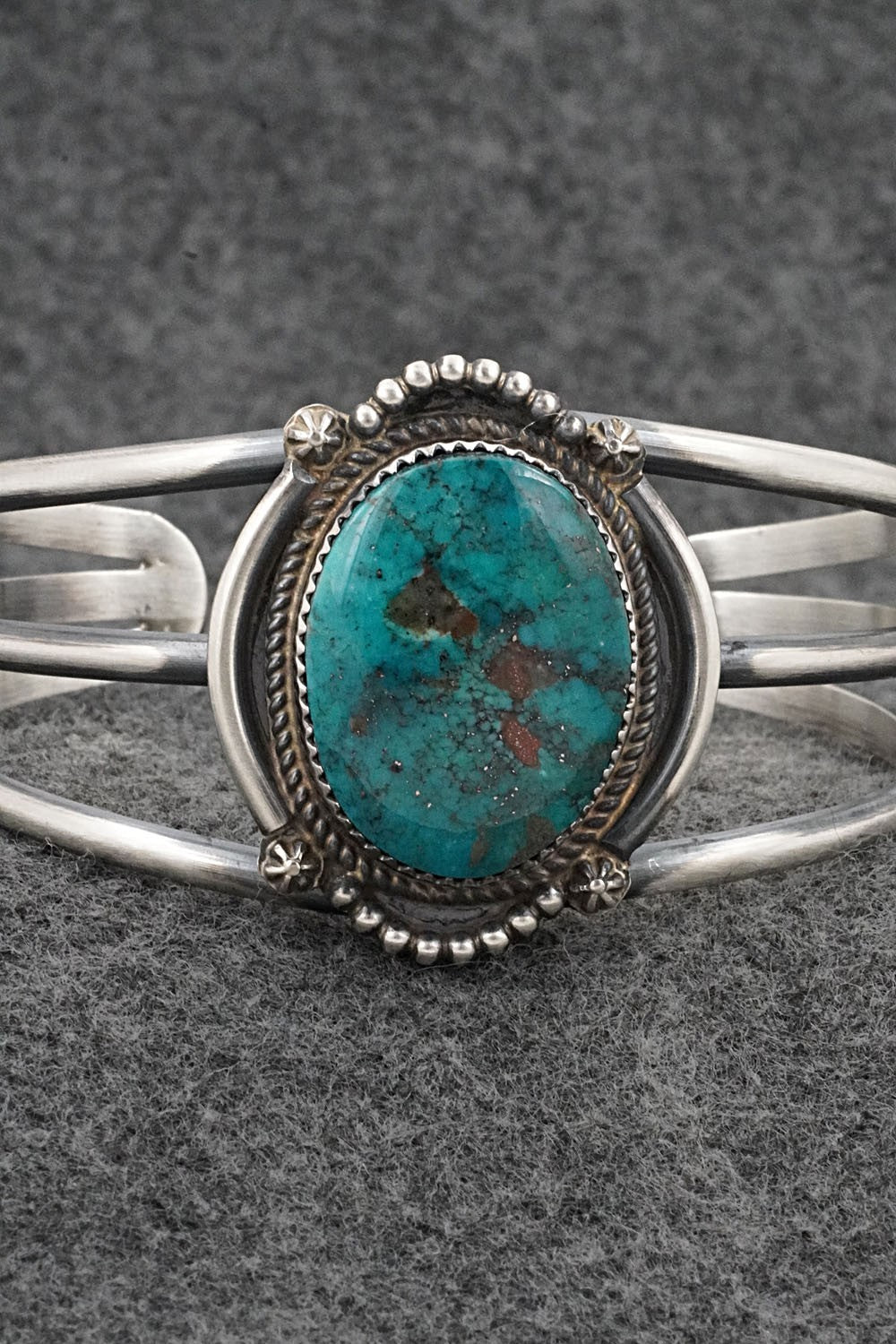Turquoise & Sterling Silver Bracelet - Leslie Nez