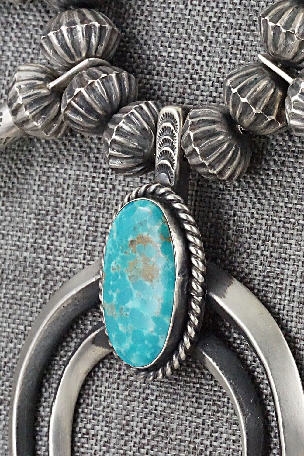 Turquoise & Sterling Silver Squash Blossom Set - Chris Hale